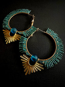 Beaded Hoop Earrings 3625