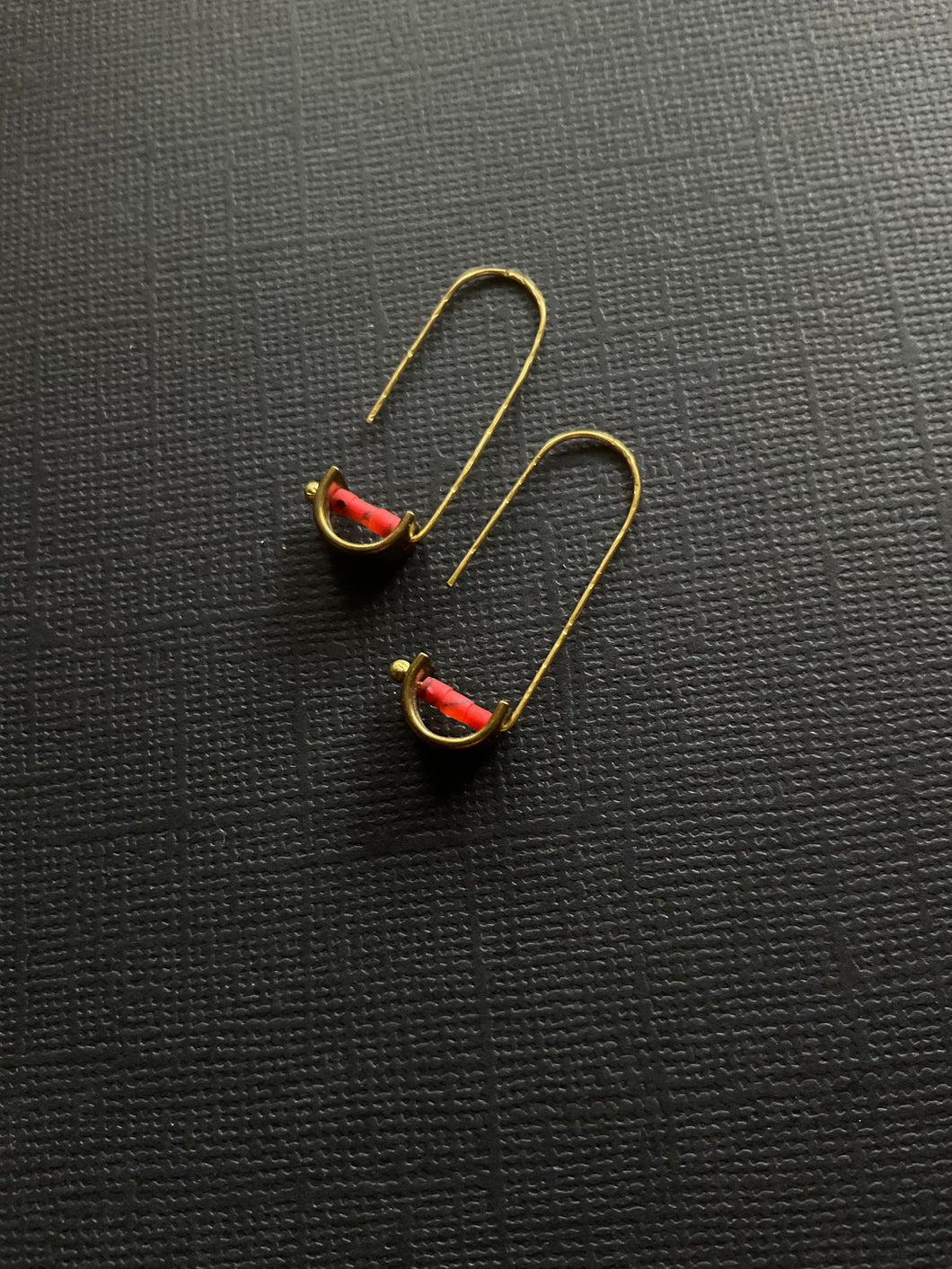 Brass + Bead Drop Earrings 3552