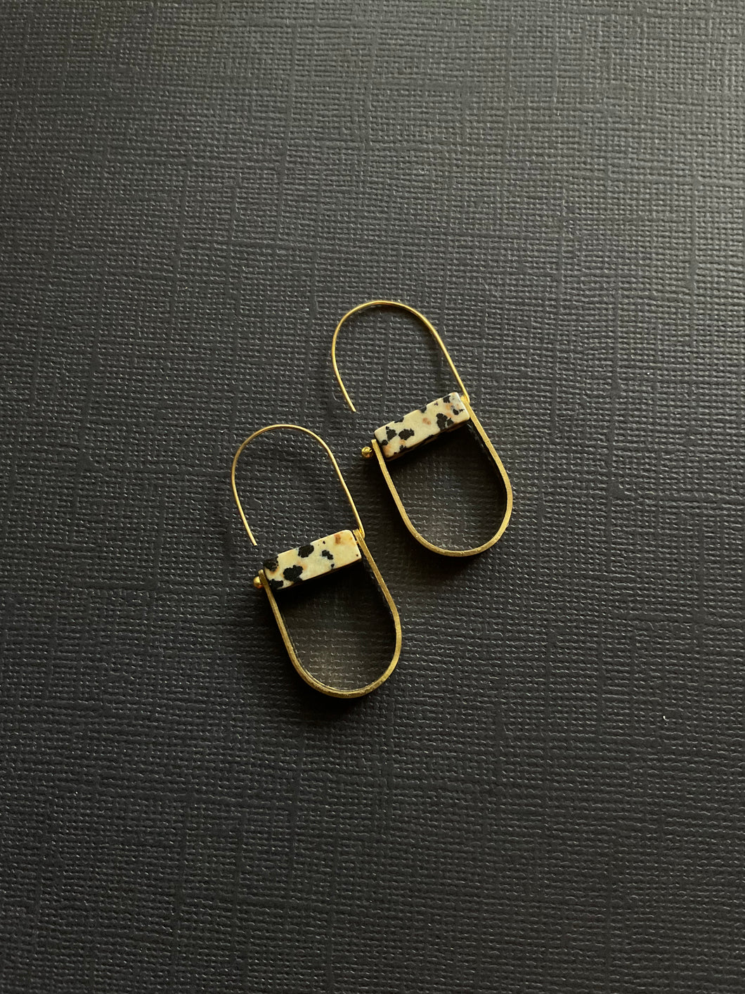 Brass + Bead Drop Earrings 3554