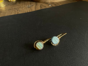 Brass + Bead Drop Earrings 3557