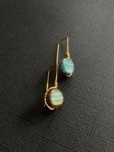 Load image into Gallery viewer, Brass + Bead Drop Earrings 3557
