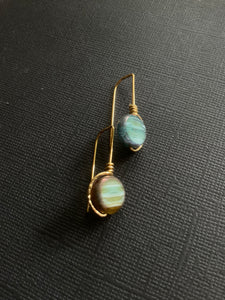 Brass + Bead Drop Earrings 3557